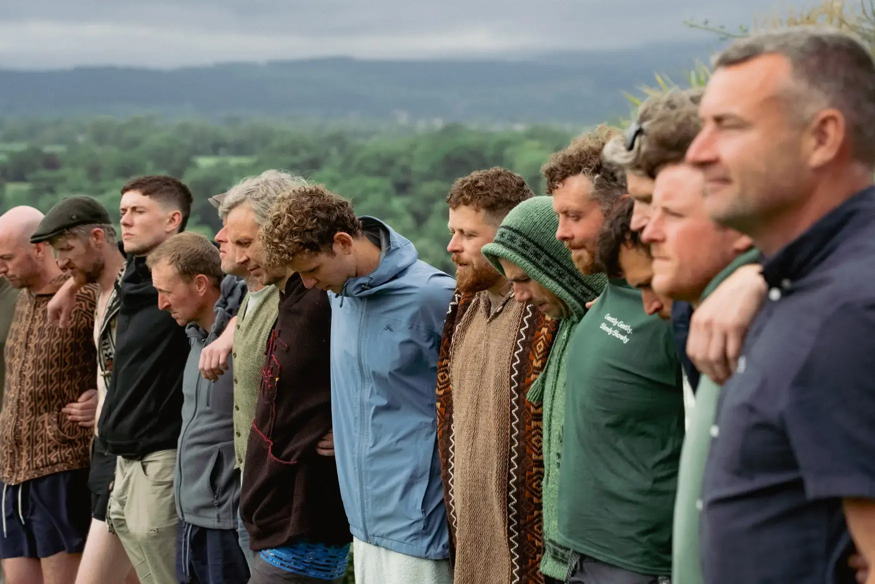 A line of men standing together